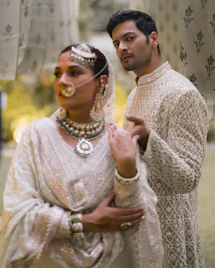 रिचा चढ्ढाने लाइट शेडचा शरारा सूट परिधान केलेला दिसत आहे. (फोटो सौजन्य : therichachadha/इंस्टाग्राम)