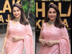 Madhuri Dixit Pics: पिंक साड़ी में दिखा माधुरी दीक्षित का ग्लैमरस लुक, 'झलक दिखला जा 10' के सेट से सामने आईं ऐसी तस्वीरें