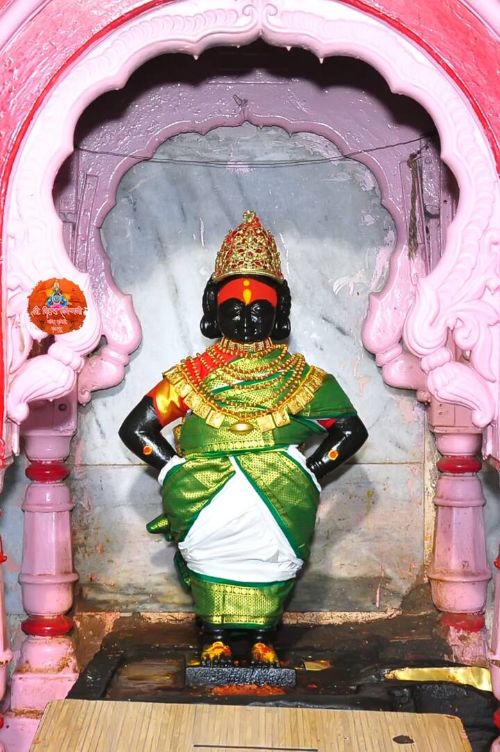 दुर्गादेवीच्या रुपात सजलेलल्या रुक्मिणी मातेचं रूप अधिक खुलून दिसत होते