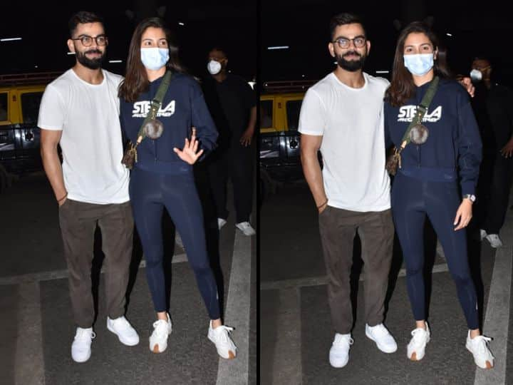 Virat Anushka Photos: बॉलीवुड की स्टार अनुष्का शर्मा मंगलवार को फिल्म चकदा एक्सप्रेस की शूटिंग खत्म कर इंग्लैंड से भारत लौटी हैं. ऐसे में विराट कोहली अनुष्का को एयरपोर्ट रिसीव करने पहुंचे.