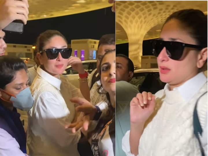 kareena kapoor faced misbehavior of fans at airport Kareena Kapoor: कुणी बॅग ओढली, तर कुणी धक्का-बुक्की केली; करीनासोबत सेल्फी काढायला चाहत्यांची गर्दी, व्हिडीओ व्हायरल