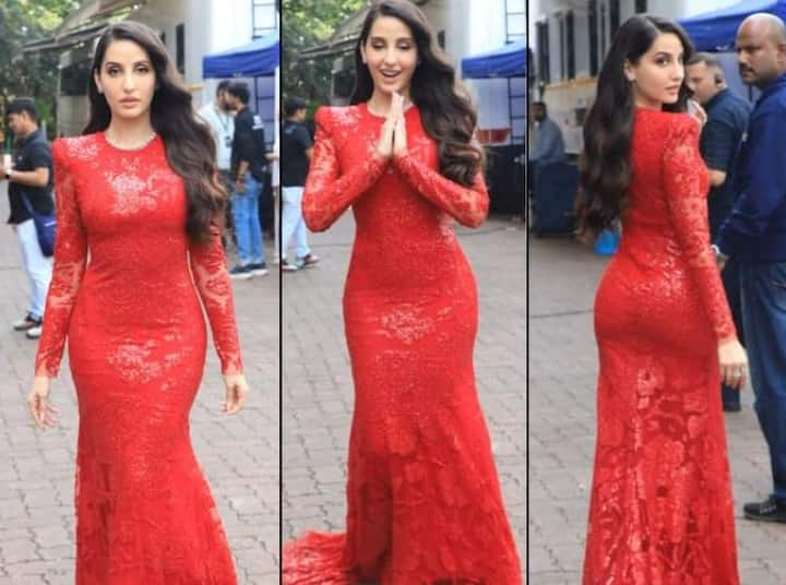 Nora Fatehi Pics: સ્લિમ ફિટ ડ્રેસમાં નોરા ફતેહીનો કાતિલ અંદાજ, જુઓ બોલ્ડ તસવીરો