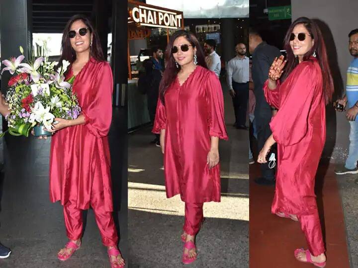 Richa Chadda At Mumbai Airport: ਰਿਚਾ ਚੱਢਾ ਜਲਦ ਹੀ ਅਲੀ ਫਜ਼ਲ ਦੀ ਦੁਲਹਨ ਬਣਨ ਜਾ ਰਹੀ ਹੈ। ਉਹ ਵਿਆਹ ਲਈ ਮੁੰਬਈ ਪਹੁੰਚੀ ਸੀ। ਉਹ ਏਅਰਪੋਰਟ 'ਤੇ ਸ਼ਾਨਦਾਰ ਸਵੈਗ ਦਿਖਾਉਂਦੀ ਨਜ਼ਰ ਆਈ।