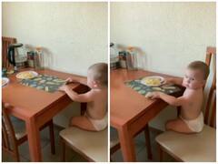 भूख ने बच्चे को बनाया क्रिएटिव, देखें कैसे खिंचा चला आया खाना