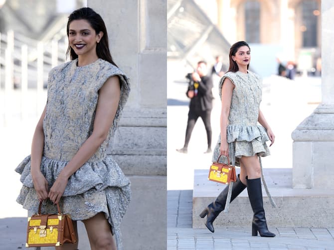 Deepika Padukone Steps Up Her Glam Game In a Beige Outfit As She