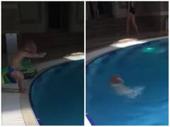बच्चे को तैरता देख हैरत में आए यूजर्स, प्रोफेशनल स्वीमर जैसी लगाई डाइव