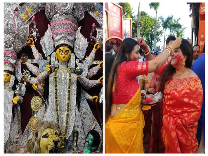 Vijayadashami celebrates the victory of good over evil. When the Goddess prepares to leave her mother's abode and return to the Himalaya on Vijayadashami, a few rites are performed to bid her farewell