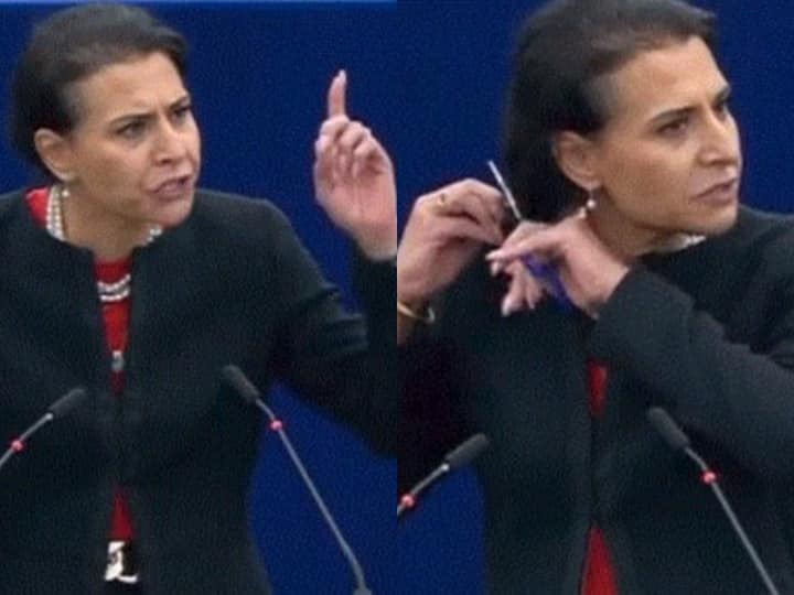 Member Of European Parliament Abir Al Sahlani Said Enough Of The Mumbling Cuts Off Her Hair In Support Of Iran Protests