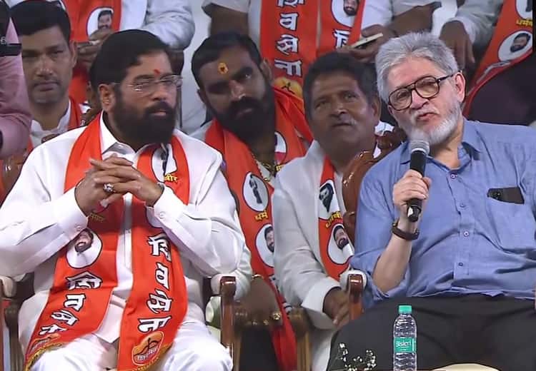 Bal Thackeray son Jaidev shares stage with Maharashtra CM Eknath Shinde at Dussehra rally in BKC ground in Mumbai Shinde Dussehra Rally: शिंदे की दशहरा रैली में मंच पर नजर आए बालासाहेब के बेटे जयदेव ठाकरे