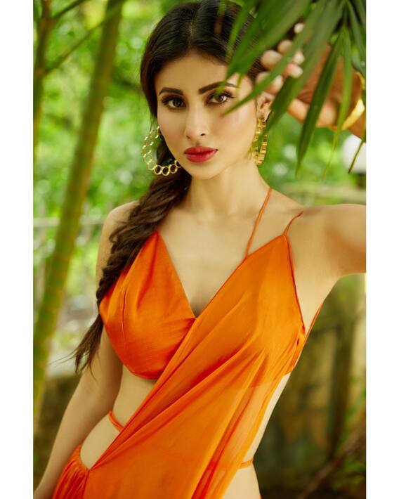 Mouni Roy Raises Temperature In Orange Dress See Pics