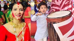 Raj Subhasree: সিঁদুরে রাঙা শুভশ্রী, ইউভানের ঢাকে কাঠি, পুজোর মুহূর্ত ফ্রেমবন্দি করলেন রাজ