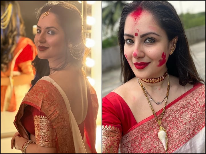 Puja Banerjee Sindoor Khela Photos: टीवी एक्ट्रेस पूजा बनर्जी ने ‘सिंदूर खेला’ की तस्वीरें सोशल मीडिया पर शेयर की हैं.