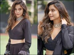 Aamna Sharif Pics: वेस्टर्न ड्रेस छोड़ ब्लैक लहंगा पहन आमना शरीफ ने ढाया कहर, कजरारी आंखों से फैंस पर गिराईं बिजलियां