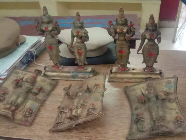 Tiruvannamalai: 200 year old idols stolen 7 idols recovered 2 arrested TNN 200 ஆண்டுகள் பழமையான சிலைகள் திருட்டு; 7 சிலைகள் மீட்பு -  2 பேர் கைது