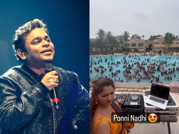 Ponni nadhi song fans singing chorus and celebrating from a swimming pool in DJ party Ponni Nadhi song: செல்லும் இடமெல்லாம் ‘பொன்னி நதி’.... நீச்சல் குளத்தில் கோரஸ் பாடி கொண்டாடிய ரசிகர்கள்!