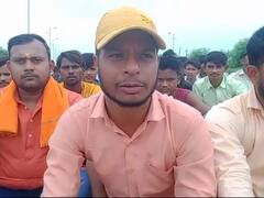 हादसे में गाय की मौत से गुस्से में बजरंग दल, नेशनल हाईवे जाम करके जमकर काटा बवाल