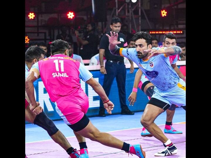 pro kabaddi league 2022 up yoddha beat jaipur pink panthers rahul chaudahri flop Pro Kabaddi League 2022: यूपी योद्धा ने आखिरी रेड तक चले मैच में जयपुर को हराया, राहुल चौधरी बुरी तरह फ्लॉप
