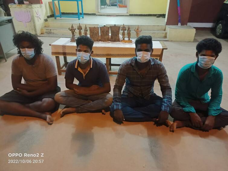 Tiruvannamalai: 200 year old Aimbon idols stolen 7 idols seized 4 arrested TNN 200 ஆண்டுகள் பழமையான ஐம்பொன் சிலைகள் திருட்டு - திருவண்ணாமலையில் 4 பேர் கைது