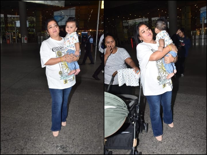 Bharti Singh At Airport With Son: मुंबई एयरपोर्ट पर भारती बेटे के साथ पोज देने लगीं. इस दौरान मां-बेटे की बॉन्डिंग कमाल की थी. इतना ही नहीं कॉमेडियन पैपराजी के साथ हंसी-मजाक करती हुई नजर आईं.