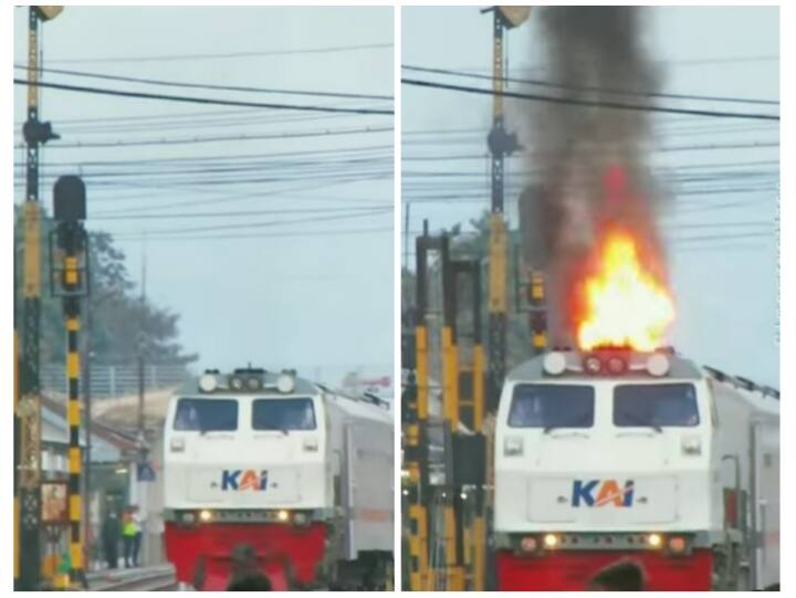 A plume of fire emanated from the train engine with smoke Viral Video: ट्रेन के इंजन से निकला धुएं के साथ आग का गुबार, वीडियो को 17 लाख से ज्यादा व्यू मिले