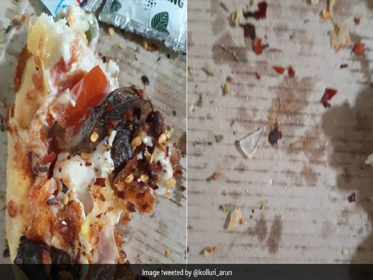 Glass Shards Found In Dominos Pizza Claims Man Mumbai Police Responds Viral Pic : ஷாக்..! டோமினோஸ் பீட்சாவில் கண்ணாடித் துண்டுகள்.! வைரலாகும் புகைப்படத்தால் சர்ச்சை