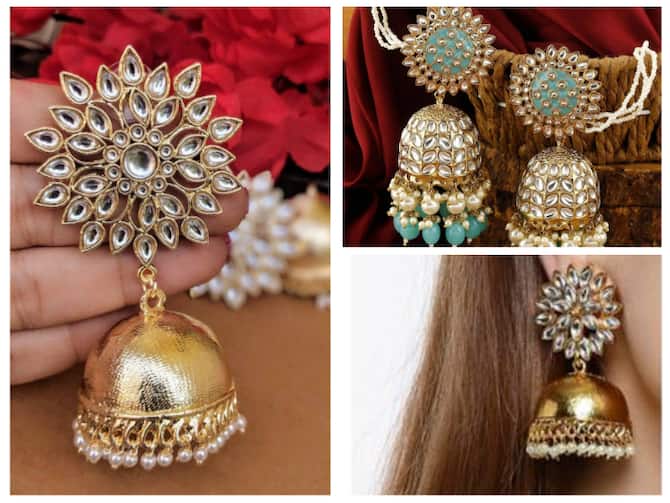 Latest Artificial Earring Design For Lehnga Saree What Kind Of Earrings Are  In Style For Karwa Chauth 2022 | Latest Earrings: झुमकों पर अटक जाएगी नज़र,  करवा चौथ पर लहंगा, साड़ी और