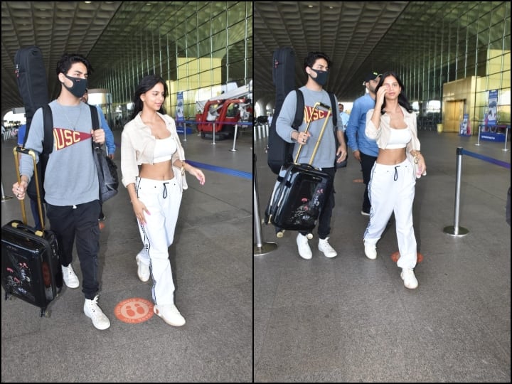 Aryan Khan And Suhana Khan Airport Photos: ट्रिप पर निकले आर्यन खान और सुहाना खान की तस्वीरें जमकर वायरल हो रही हैं, इस बीच सोशल मीडिया पर आर्यन को बहन का सामान खुद उठाते देख तारीफ कर रहे हैं.