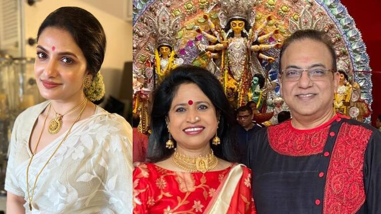 Laxmi Puja 2022: Actress Tanusree Chakraborty, Director Arindam Sil celebrates Laxmi puja Laxmi Puja 2022:লক্ষ্মী আরাধনায় ব্যস্ত তনুশ্রী চক্রবর্তী, আবাসনের পুজোয় সস্ত্রীক অরিন্দম শীল