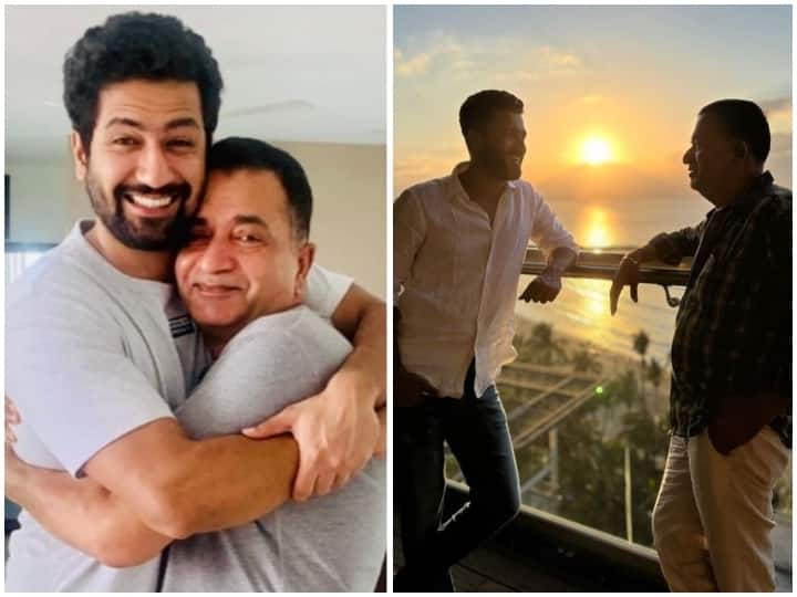 Vicky Kaushal posed with father Sham Kaushal, Clicked by Sunny Kaushal, see pics पिता के साथ पोज देते नजर आए एक्टर Vicky Kaushal, फोटो शेयर करते हुए शाम कौशल ने लिखा दिल छू लेने वाला कैप्शन