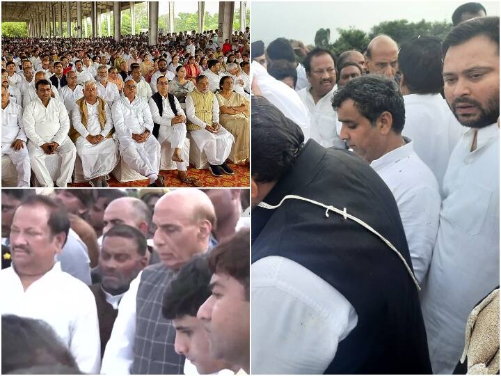 Mulayam Singh Yadav Funeral Abhishek Bachchan, Rajnath Singh, Sharad Pawar, anil ambani, kamalnath, varun gandhi reached Saifai Mulayam Singh Yadav Funeral: 'नेताजी' के अंतिम सफर में मौजूद रहे राजनाथ, खड़गे, तेजस्वी और अभिषेक बच्चन समेत ये दिग्गज