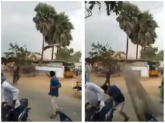 बारिश और तूफान के बीच मौत बनकर उड़ी टीन की चादर, शख्स की गर्दन के पास से गुजरी