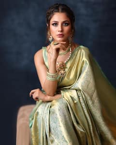 Shehnaaz Gill PICS: કાંજીવરમ સાડીમાં શહનાઝ ગિલે આપ્યા સુંદર પોઝ