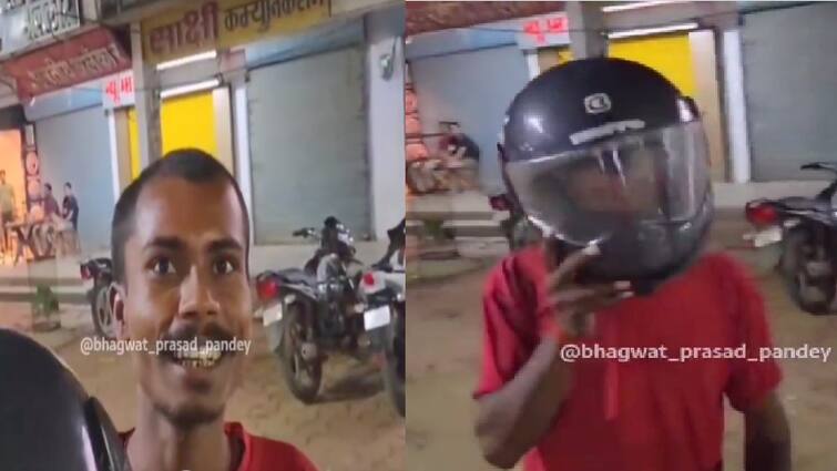 vegetable seller came out with a handcart wearing a helmet, so the police should not challan Viral Video: ਸਬਜ਼ੀ ਵੇਚਣ ਵਾਲਾ ਹੈਲਮੇਟ ਪਾ ਕੇ ਨਿਕਲਿਆ ਬਾਹਰ, ਲੋਕਾਂ ਨੇ ਕਿਹਾ- ਇੰਨੀ ਜਾਗਰੂਕਤਾ