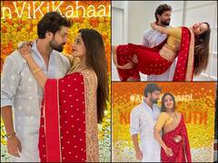 लाल साड़ी पहने पति की बाहों में मोनालिसा ने किया चांद का इंतजार, देखें करवा चौथ की खूबसूरत तस्वीरें