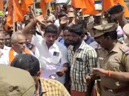 karur: 30 hindu front executives arrested கரூரில் ஆர்ப்பாட்டம் நடத்த வந்த இந்து முன்னணி நிர்வாகிகள் 30 பேர் கைது