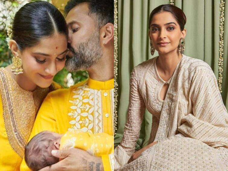 sonam kapoor celebrates karwa chauth after becoming a mother actress decked up in beautiful saree Karwa Chauth 2022: मां बनी सोनम कपूर ने कुछ यूं मनाया करवा चौथ, साड़ी में सज-धज कर बेहद खूबसूरत दिखीं