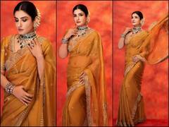 Photos: રવિના ટંડનનો ભગવો અવતાર, કરવા ચોથના દિવસે સજી-ધજીને આ સ્પેશ્યલ ડ્રેસમાં તૈયાર થઇ એક્ટ્રેસ, જુઓ.......