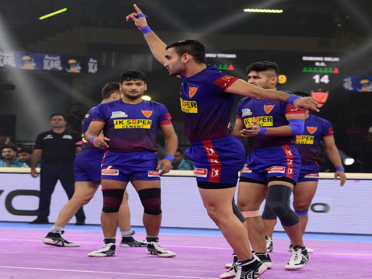 pkl 9 points table most tackle most raid points update after 15 october matches PKL 9: दबंग दिल्ली की लगातार चौथी जीत के बाद प्वाइंट्स टेबल में हुआ बड़ा बदलाव, जानें रेडिंग और डिफेंस में कौन से खिलाड़ी आगे