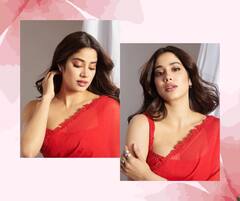 PHOTO : लाल साडीत दिलखेच अदा; जान्हवीच्या लूकवर सारेच फिदा