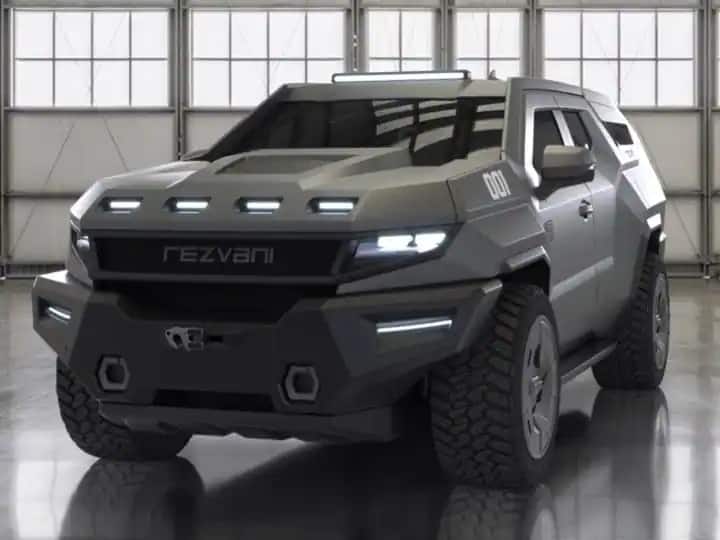 Rezvani Armoured SUV : ही कार दिसण्यात इतर कारपेक्षा पूर्णपणे वेगळी आहे. याची 22 इंच चाके आणि 35 इंच टायर असलेली जाड रचना आहे.