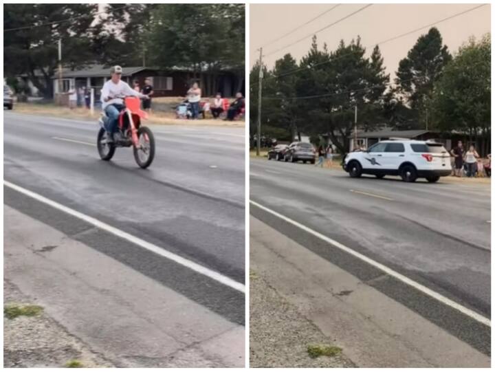 bike rider dodges the chasing police video goes viral on social media Video: बाइक सवार ने पुलिस को दिया आसानी से चकमा, रफ्तार से दी मात