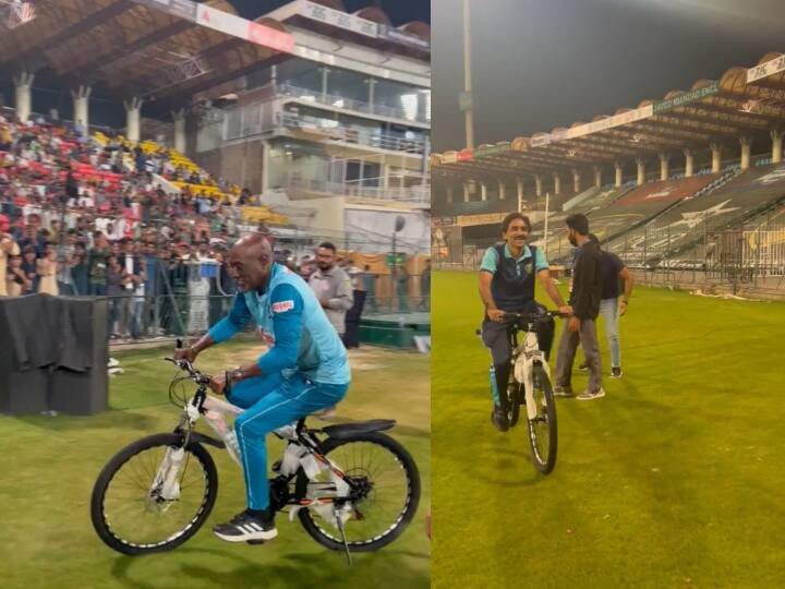 Vivian Richards and Javed Miandad Compete in Cycling video goes viral क्रिकेट के बाद साइकलिंग में कंपटीशन करते नजर आए विवियन रिचर्ड्स और जावेद मियांदाद, वीडियो वायरल