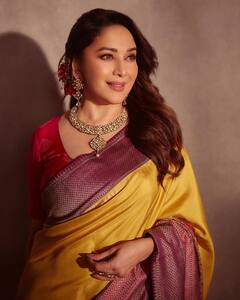 Madhuri Dixit Photo: સાડી લુકમાં કહેર વર્તાવે છે ધક ધક ગર્લ માધુરી