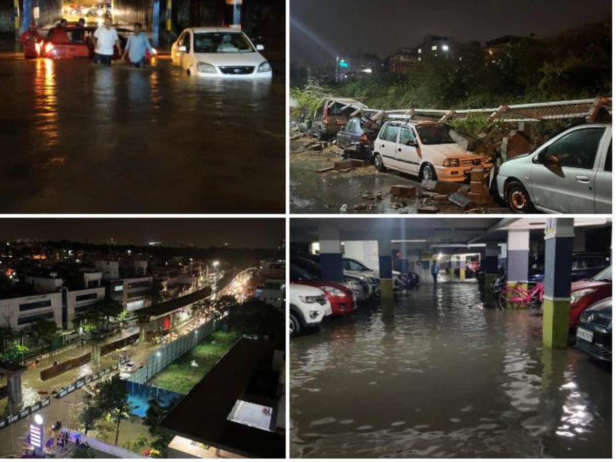 Bengaluru IMD Alert Heavy Rains Disrupt Life, Flooded Roads, Vehicles ...