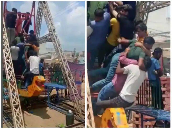 Accident Viral Video people fell from swing boat in fair big accident happened marathi news Viral Video : जत्रेत घडली मोठी दुर्घटना, जास्त पैसे कमावण्याच्या नादात लोकांच्या जीवाशी खेळ; व्हिडीओ व्हायरल