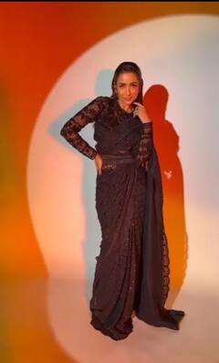 Pics: બ્લેક સાડી પહેરીને દિવાળી પાર્ટીની લાઇમલાઇટ બની Malaika Arora, તસવીરો જોઇને તમારો ઉડી જશે હોશ