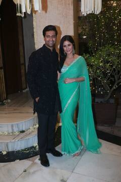 Diwali Party: ग्रीन साड़ी में पति विक्की कौशल का हाथ थामे दिवाली पार्टी में पहुंची Katrina Kaif, देखें Pics
