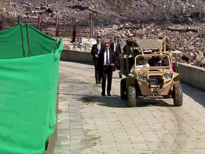 PM reviews progress of development works along Mandakini Asthapath and Saraswati Asthapath in Kedarnath during his visit. (Source: ANI)