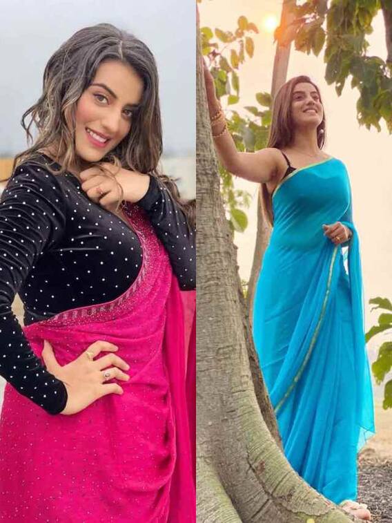 साड़ी पहने कयामत ढाती दिखती हैं अक्षरा सिंह