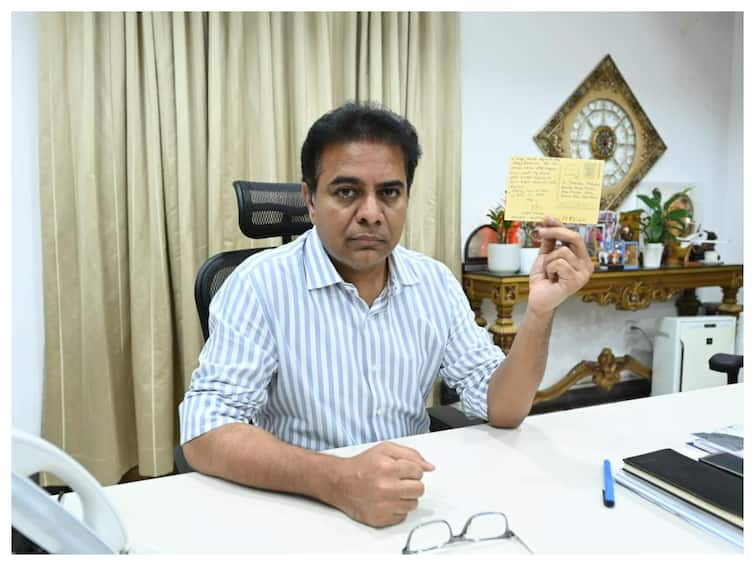 Telangana: KTR Writes Postcard To PM Modi, Demands Withdrawal Of GST On Handloom Products Telangana: KTR Writes Postcard To PM Modi, Demands Withdrawal Of GST On Handloom Products